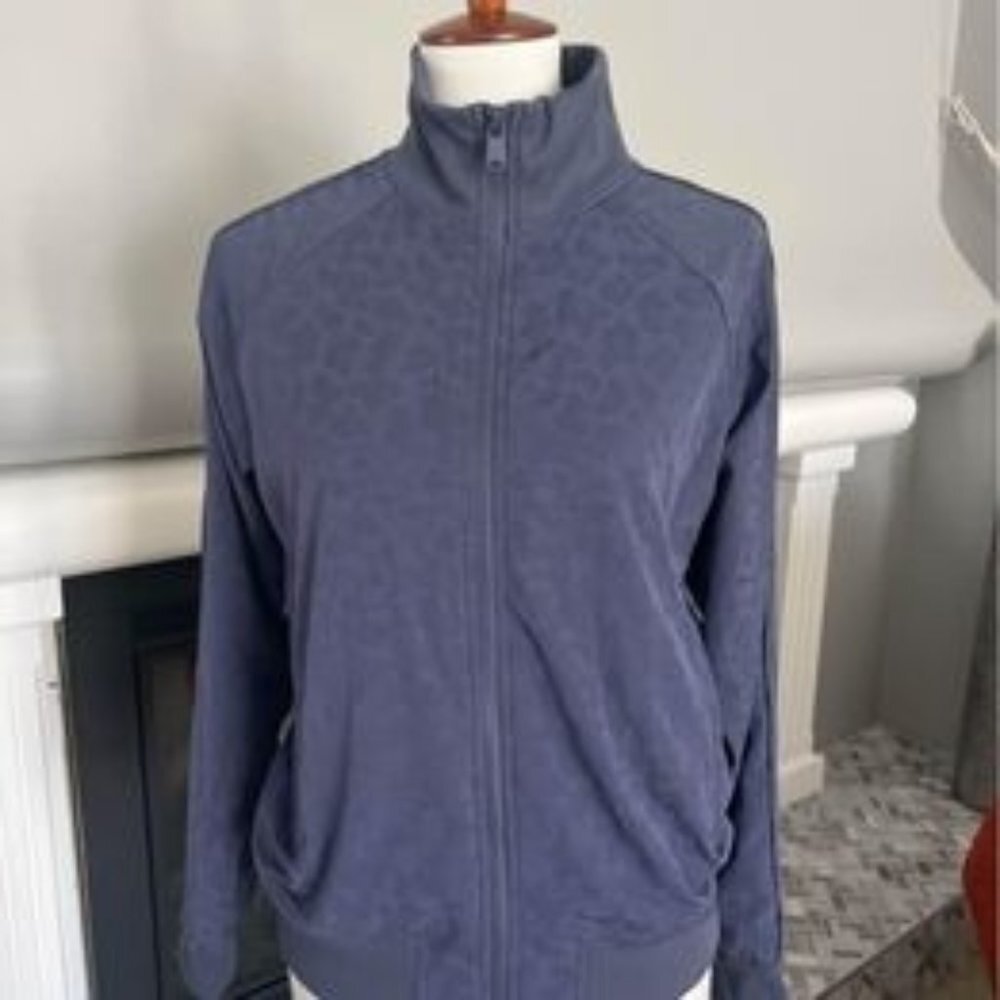 Athleta Brooklyn Bomber Jacquard Jacket Size S - Leopard Medieval Violet